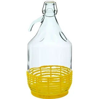 Damigiana Dama 5 L - cestello in plastica, chiusura meccanica a filo