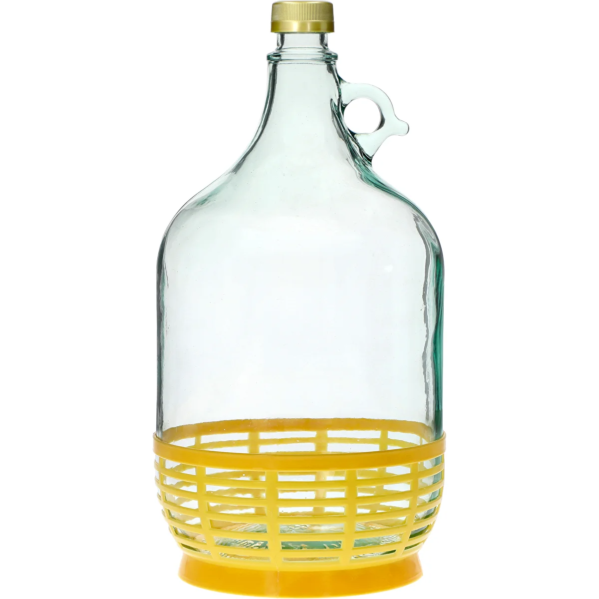 Damigiana Dama 5 L con tappo a vite e cestello in plastica