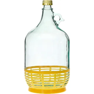 Damigiana Dama 5 L con tappo a vite e cestello in plastica
