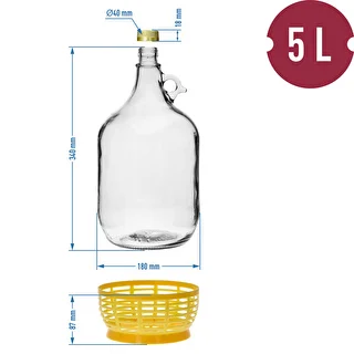 Damigiana Dama 5 L con tappo a vite e cestello in plastica – photo 9