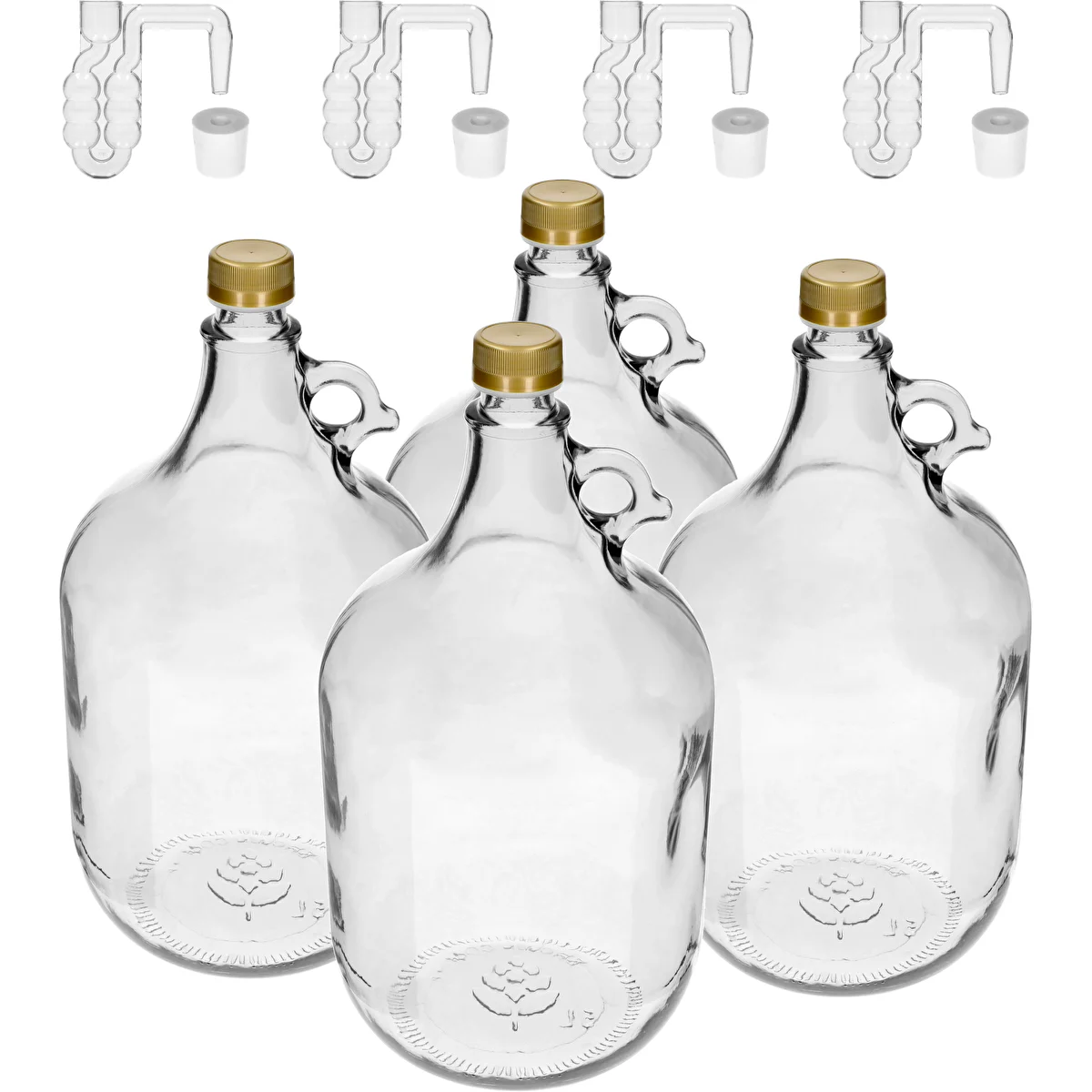Dama 5 L con tappo a vite, tappo in sughero e gorgogliatore – set da 4 pezzi