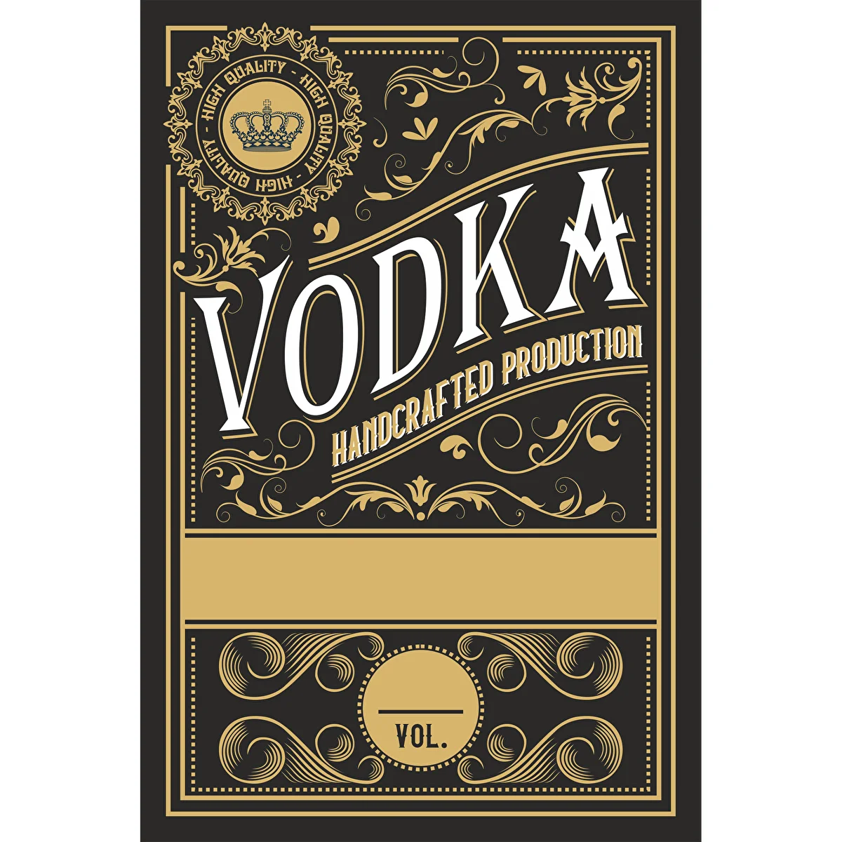 Etichette autoadesive 60x90 mm per bottiglie di vodka, nere, 20 pezzi