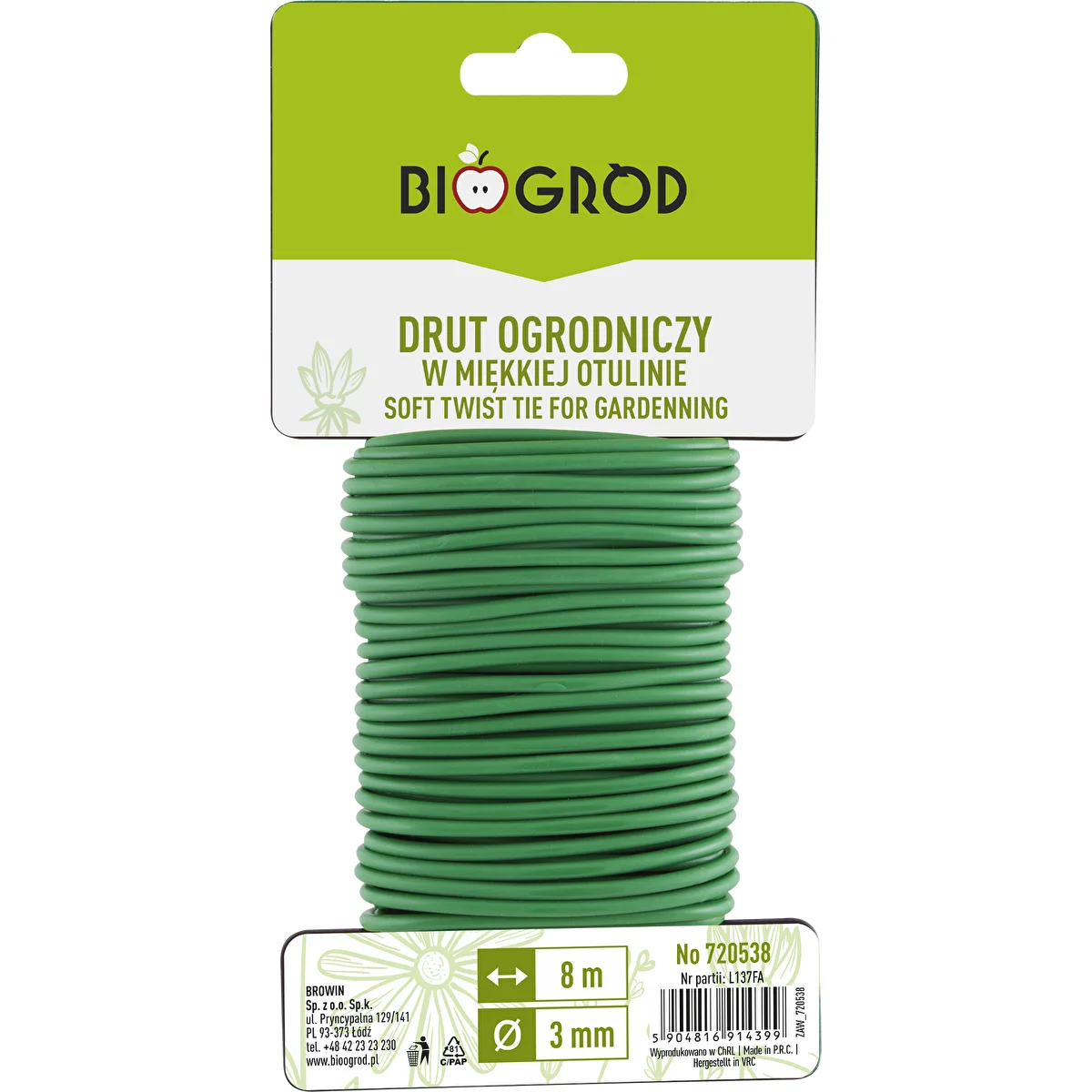 Filo da giardino con morbida guaina 8 m x 3 mm
