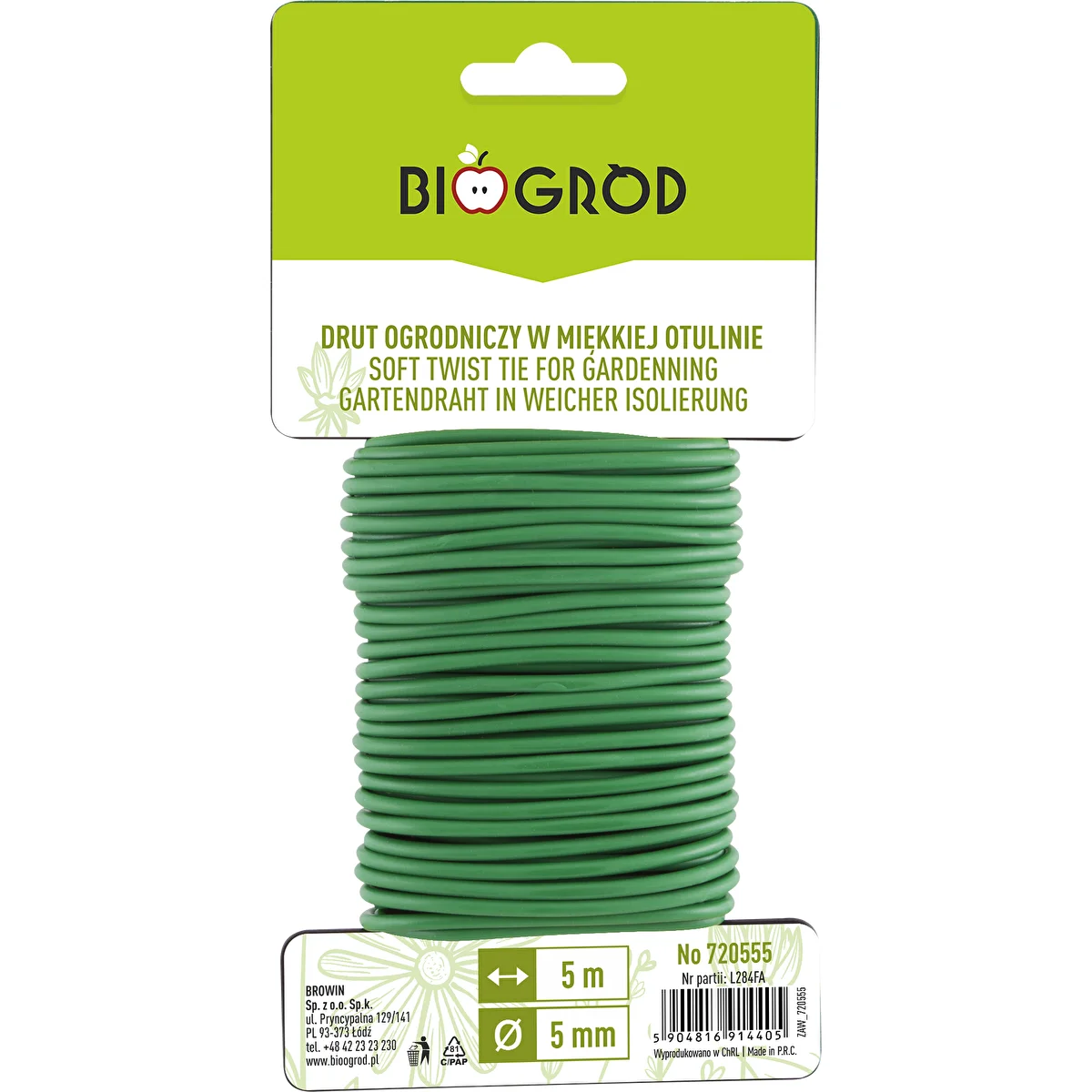 Filo da giardinaggio con guaina morbida 5 m x 5 mm