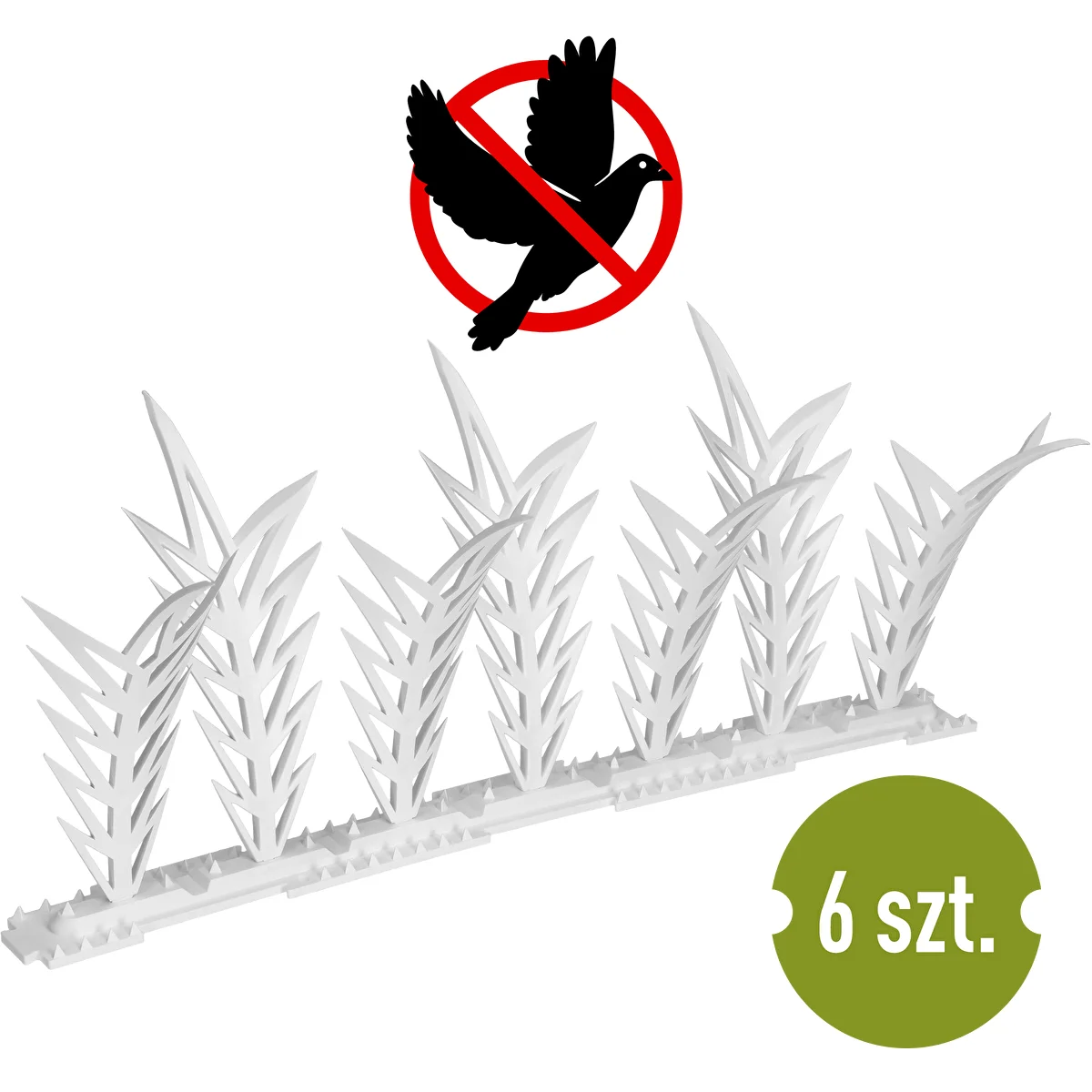 Strisce con punte dissuasorie per uccelli, decorative, bianche - in materiale plastico, 6 pezzi