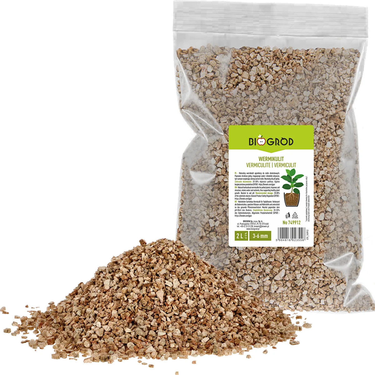 Vermiculite per piante in vaso e giardinaggio, 2 L