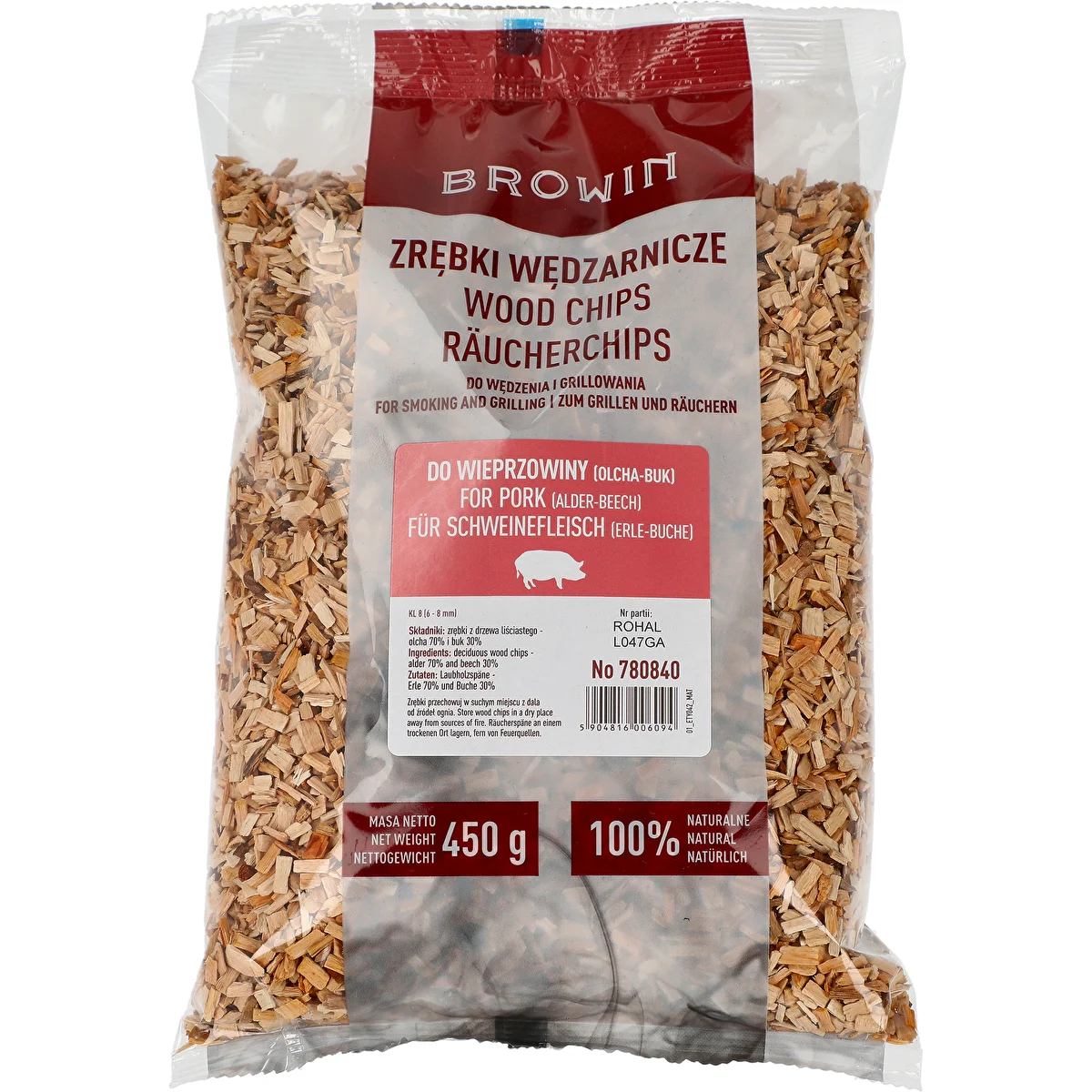 Trucioli per affumicare/grigliare 70% ontano + 30% faggio, 450 g, cl. 8