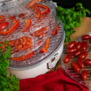 Essiccatore per funghi, frutta, verdure ed erbe con regolazione della temperatura, 240 W, trasparente – photo 16