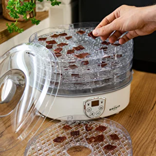 Essiccatore per funghi, frutta, verdure ed erbe con regolazione della temperatura, 240 W, trasparente – photo 17