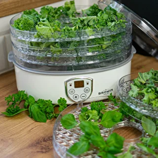 Essiccatore per funghi, frutta, verdure ed erbe con regolazione della temperatura, 240 W, trasparente – photo 13