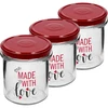 Barattolo semplice 346ml fi 82 con stampa colorata "Made With Love" e coperchio bordeaux, 3 pezzi - 2 