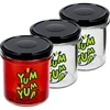 Barattolo semplice 346ml fi 82 con stampa colorata "Yum Yum" e coperchio nero, 3 pezzi  - 1 