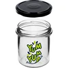 Barattolo semplice 346ml fi 82 con stampa colorata "Yum Yum" e coperchio nero, 3 pezzi - 5 