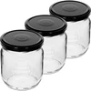 Barattolo TO 425ml con stampa "Delizia casalinga" e coperchio nero fi 82 - 3 pezzi - 2 