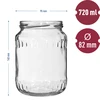 Barattolo TO 720 ml con coperchio colorato fi 82/6 - 6 pezzi - 6 