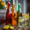 Bottiglia di vetro 1 L con chiusura ermetica - in vari colori - 4 