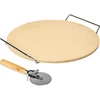 Pietra per pizza con manico e coltello, in cordierite, rotonda 33 cm - 2 