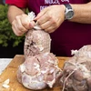 Rete per salumi bianca con dimensioni di 12,5 cm x 5 m, con resistenza termica fino a 220°C - 9 