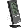 Stacja pogodowa – elektroniczna, sonda, czarna - 12 termometr z zegarem, termometr wewnętrzny, termometr pokojowy, termometr zewnętrzny, termometr wiszący, termometr stojący