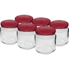 Vasetto 212 ml TO 66/4 con capsula bordeaux - 6 pz ['set di vasetti', ' vasetti per confetture', ' vasetti con capsule', ' vasetti TO 66 (Ø 66 mm)', ' vasetti con capsule 4 tacche', ' vasetti con capsule bordeaux', ' per conserve', ' per il sottovuoto', ' contenitore per spezie', ' vasetto per passata', ' vasetto per miele', ' per funghi sottaceto']