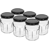 Vasetto Confitura 230 ml con capsula twist-off nera Ø63/4 - 6 pz ['vasetto', ' vasetto per confetture', ' vasetto 230 ml', ' set di vasetti', ' vasetti in vetro', ' vasetto per conserve', ' vasetti per miele', ' set 6 vasetti', ' vasetto in vetro', ' vasetti per confetture', ' vasetti per marmellate', ' vasetto per miele', ' vasetti con capsule']