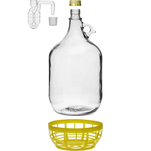 4 x Dama 5L con tappo, tubo di fermentazione, chiusura e cestino - 4