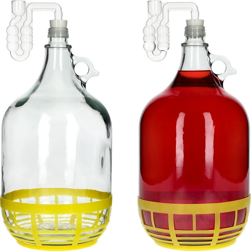 4 x Dama 5L con tappo, tubo di fermentazione, chiusura e cestino - 6