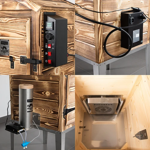 Affumicatoio 115 L dragON Wood 60E - in legno alimentato a legna, con modulo riscaldante elettrico e centralina - 4