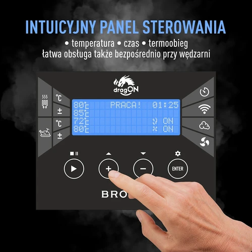 Affumicatoio dragON PLYWOOD NATURE – senza telaio, modulare, con controller Wi-Fi, 320 L - 10