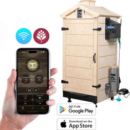 Affumicatoio senza telaio dragON PLYWOOD NATURE con controller Wi‑Fi, 200 L