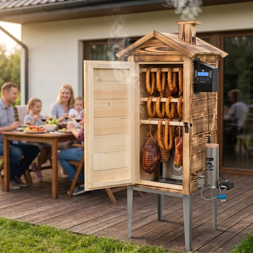 Affumicatore con Wi‑Fi, 200 L - dragON WOOD 100IQ con modulo riscaldante elettrico e controller, a legna - 12
