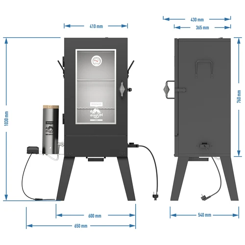 Affumicatore elettrico dragON E101 con generatore di fumo, 70 L - 12