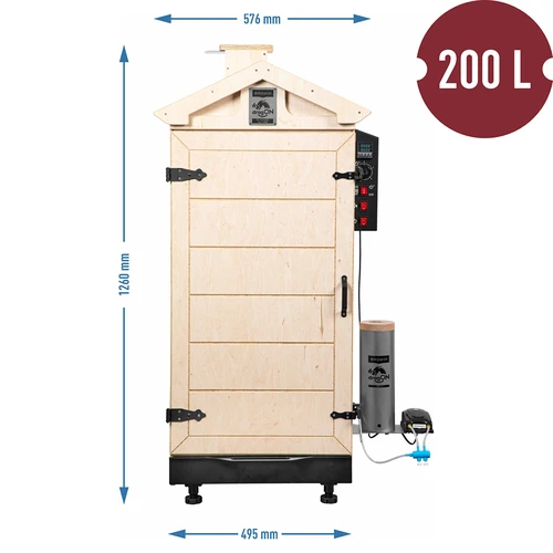 Affumicatore senza telaio dragON PLYWOOD NATURE con controller digitale, 200L - 8