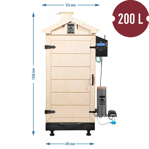 Affumicatore senza telaio dragON PLYWOOD NATURE con controller Wi‑Fi, 200 L - 8
