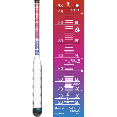 Alcolometro infrangibile con provetta, campo di misura 20-98% - 4