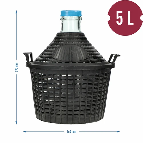Balon do wina 5L w koszu plastikowym - 6
