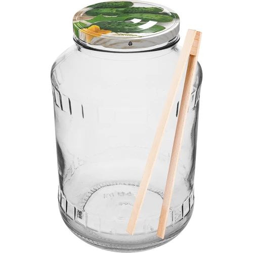 Barattolo 1,5 L, fi 82/6 con coperchio colorato + pinze  - 1 