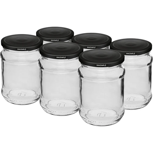 Barattolo 250 ml fi 66/4 coperchio nero - 6 pezzi  - 1 