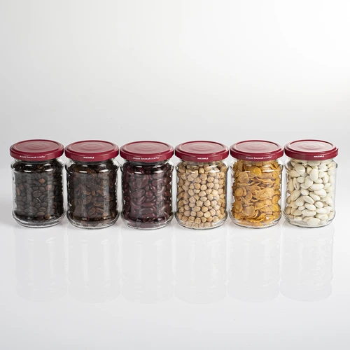 Barattolo 250 ml fi66/4 coperchio bordeaux - 6 pezzi - 6