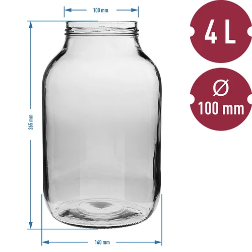 Barattolo 4L con coperchio nero ø 100 - 6