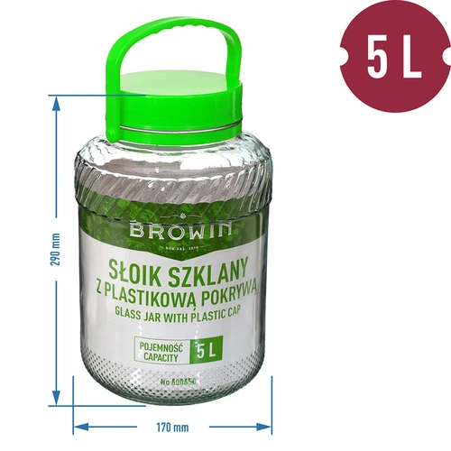 Barattolo 5 L con pinze - coperchio verde - 6