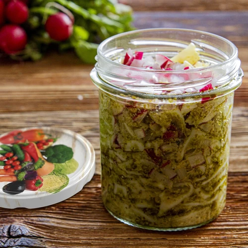 Barattolo da 350 ml con coperchio e pressino - 6 pezzi - 13