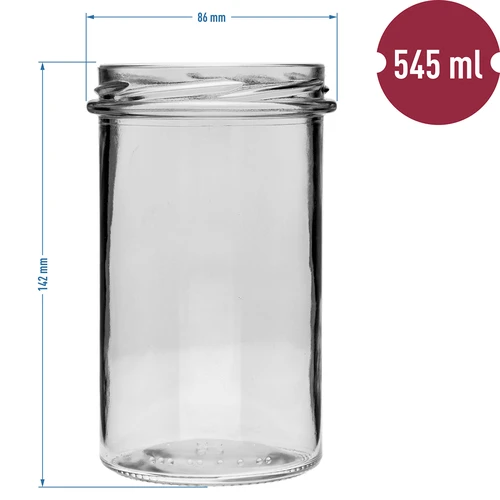Barattolo dritto 545 ml (fi 82) - con capsula nera, 6 pz - 6