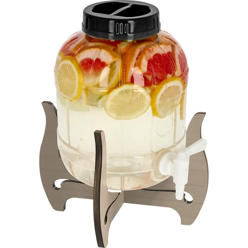 Barattolo infrangibile 5 L con rubinetto e supporto in legno reversibile a due altezze - 3