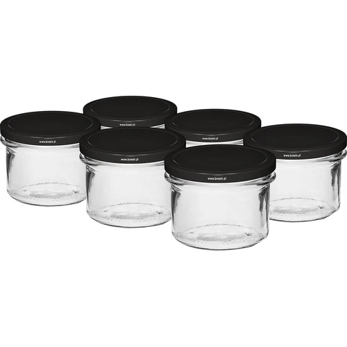 Barattolo semplice 235 ml (fi82) con coperchio nero 6 pezzi  - 1 