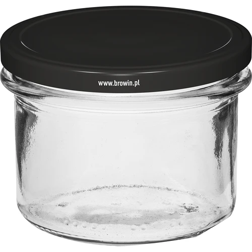 Barattolo semplice 235 ml (fi82) con coperchio nero 6 pezzi - 2