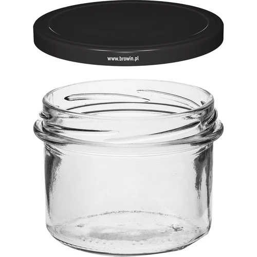 Barattolo semplice 235 ml (fi82) con coperchio nero 6 pezzi - 3