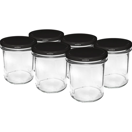 Barattolo semplice 350ml con tappo nero fi82 - 6 pezzi  - 1 