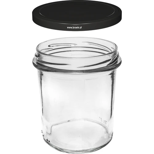 Barattolo semplice 350ml con tappo nero fi82 - 6 pezzi - 3