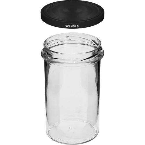 Barattolo semplice 545ml (fi 82) - con coperchio nero, 6 pezzi - 4